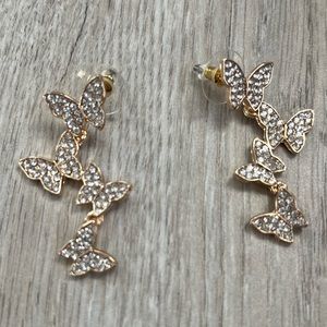 Christian Siriano Gold Rhinestone Butterfly Earrings